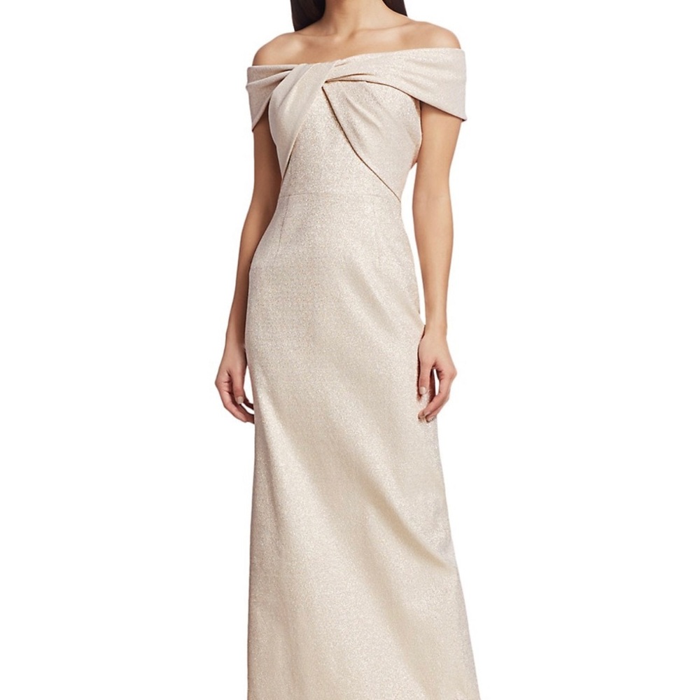 Rickie Freeman Teri Jon off the shoulder Metallic gallon